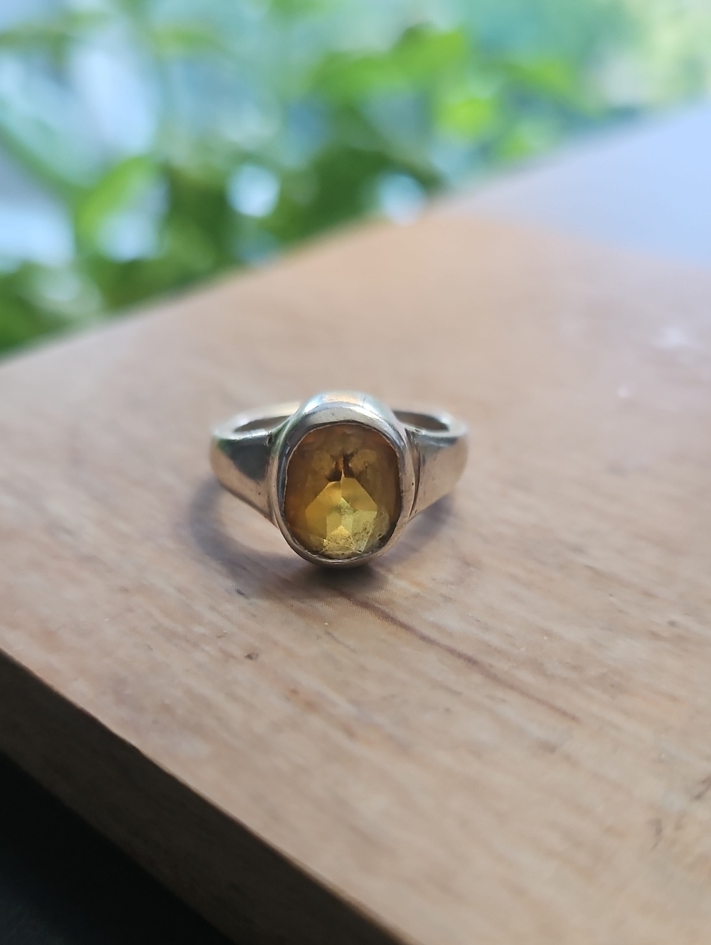 Vintage Handcrafted Sterling Silver Yellow Citrine Ring Genuine Gemstone Crystal